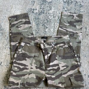 J. Crew Women's Green Camouflage Vintage Straight Cargo Pants